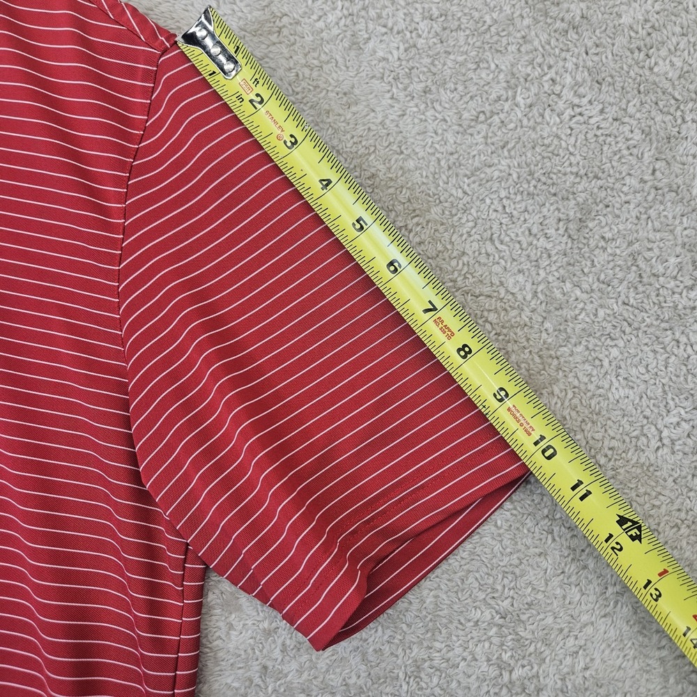 Trump Golf Polo Shirt Greg Norman Red White Striped Men's Small Play Dry - Picture 12 of 13